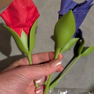 Artificial Red and Purple Flower Stems